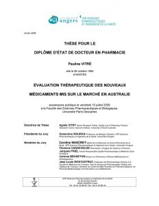 qlt-these-evaluation-therapeutique-nouveaux-medicaments-australie-2009